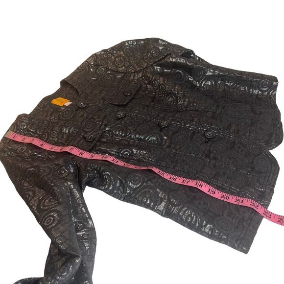 Ruby RD Women's Shiny Sparkly Metallic Button-down Blazer Black Size 14 NWT - Picture 2 of 11